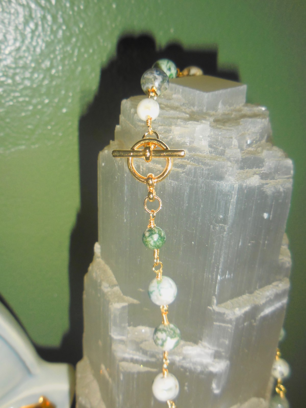 Moss Agate Wire Wrapped Necklace
