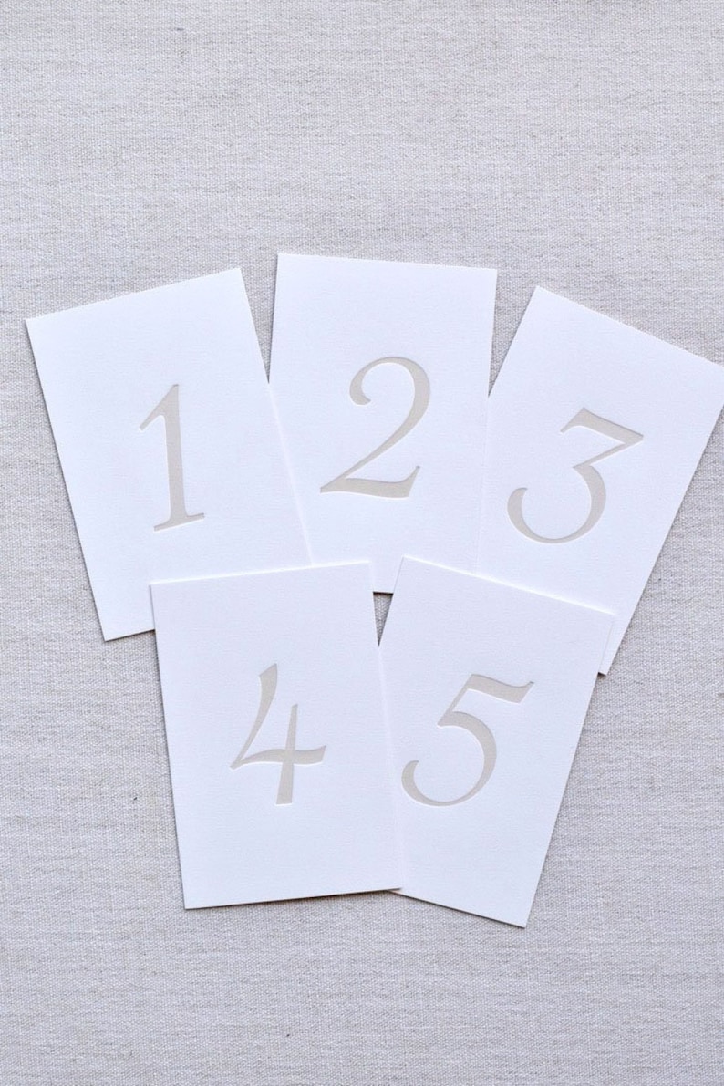 Boho Beige Letterpress Table Numbers