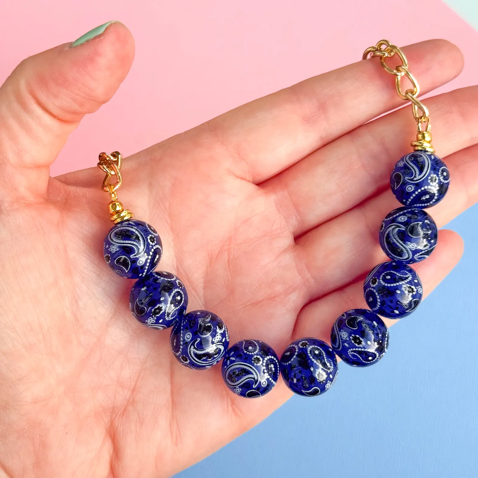 Handmade Blue Paisley Necklace