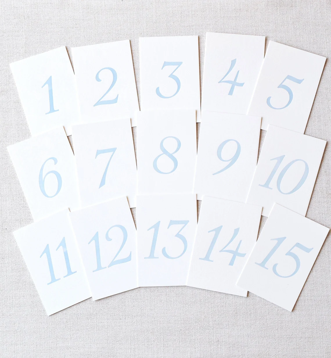 Antique Blue Letterpress Table Numbers