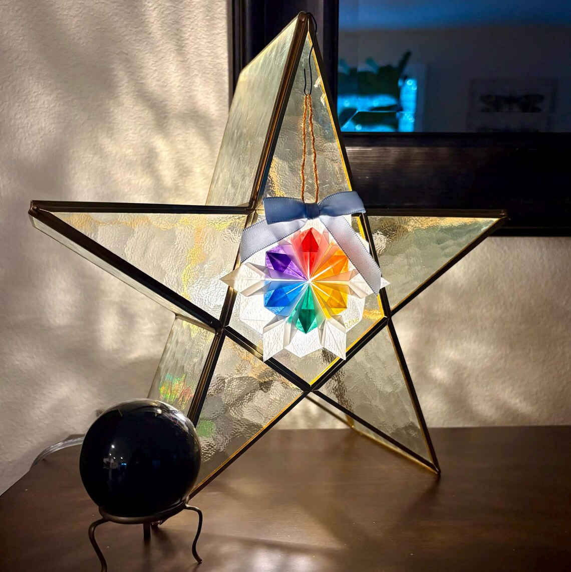 Rainbow Transparent Origami Snowflake - LGBTQ Flag Colors - Handcrafted & Personalizable Christmas
