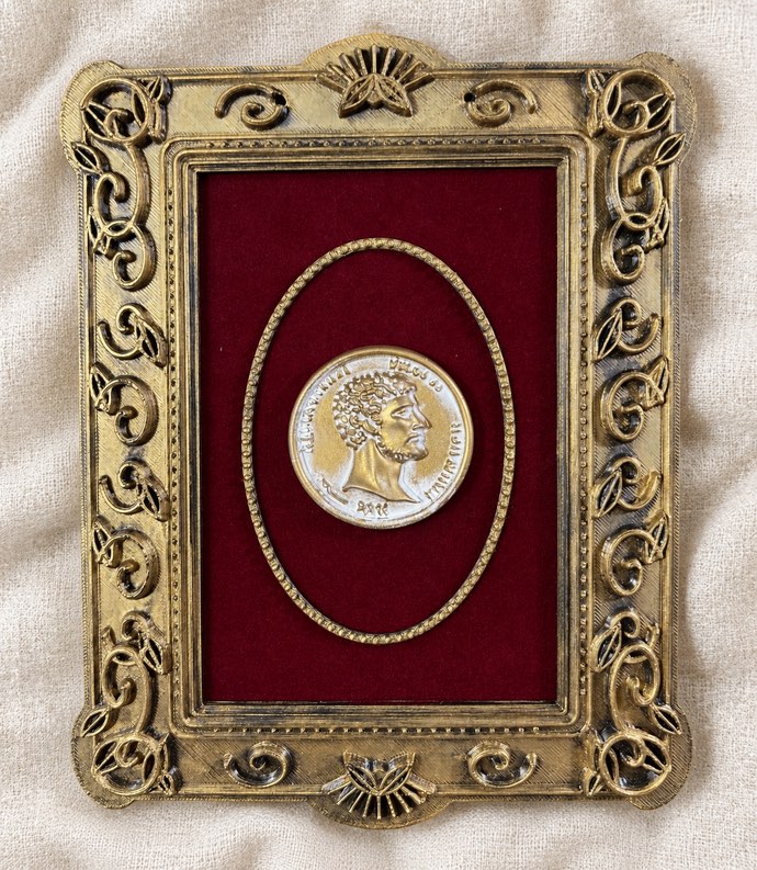 Framed Intaglio Art — Red Velvet & Antique Gold Finish