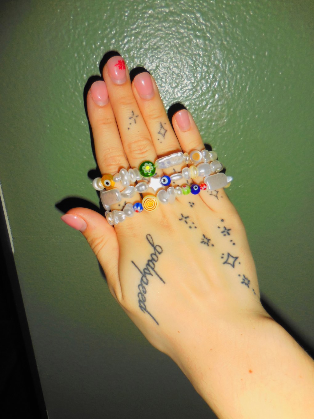 Freshwater Pearl & Dyed Glass Stretch Bracelets by livvydepo