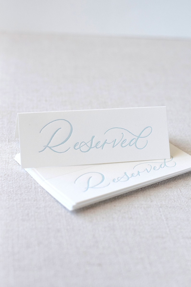 Antique Blue Letterpress Reserved Sign